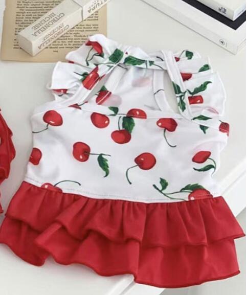 New Puppy Cute Cherry Swimsuit Dress