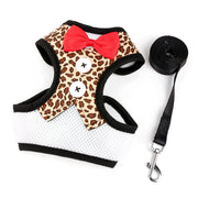 Small dog Teddy vest-style bow evening dress with leash