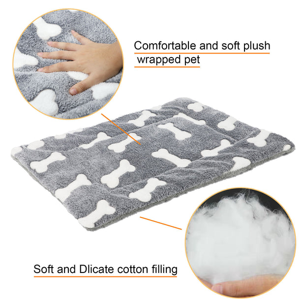 Self-Warming Cat Bed Mat Washable Dog Bed Crate Mat Soft Pet Sleeping Mat For Dogs And Cats Reversible Fleece Dog Crate Kennel Pad Cat Pet Bed