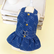 Teddy Bichon Pet Spring And Autumn Thin Denim Princess Dress Small Dog Cute Dress