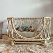 Handmade Rattan Cane Woven Pet Bed For Dogs