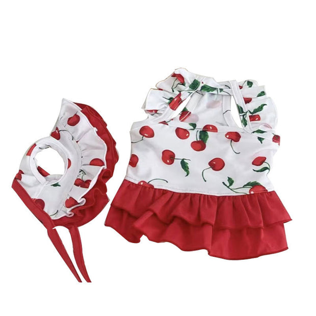 New Puppy Cute Cherry Swimsuit Dress