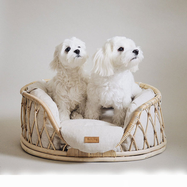 Handmade Rattan Cane Woven Pet Bed For Dogs