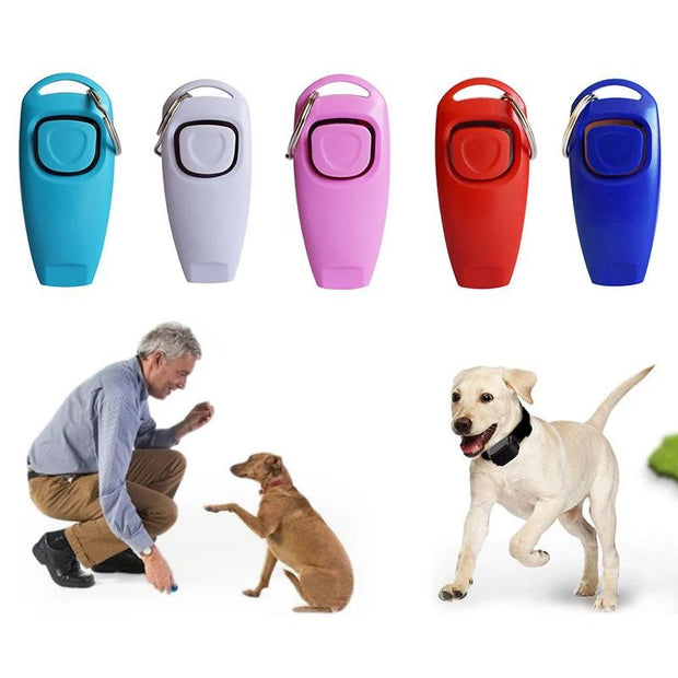 Combo Dog Clicker Whistle - Training Pet Trainer Click Puppy With Guide With Key Ring