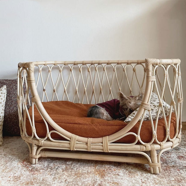 Handmade Rattan Cane Woven Pet Bed For Dogs